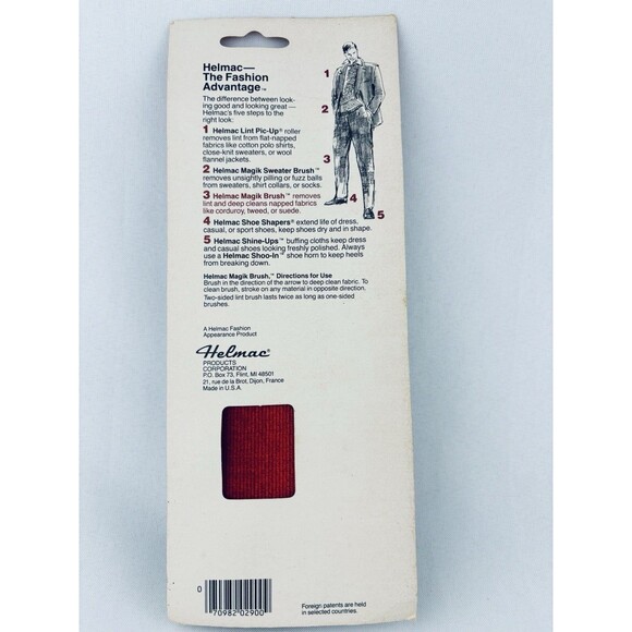 Vtg Helmac Magik Red Lint Remover Brush 1980s Original Package New Made in USA - Picture 4 of 12